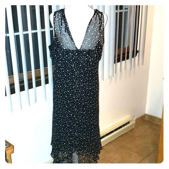 Flowy polka-dot Sleeveless Silk dress - Picture 3 of 7